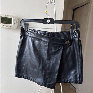 Haute Monde Black Faux Leather Wrap Skort
